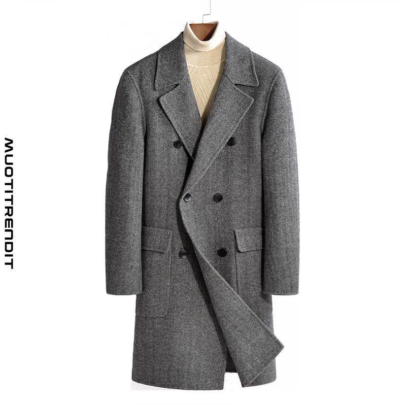 20 syksyn ja talven miesten pitkä takki kaksipuolinen käsintehty kashmir takki ruskea