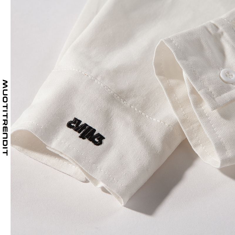 alkuperäinen syksyn puhdasta puuvillaa sisältävä miesten paita pitkähihainen valkoinen