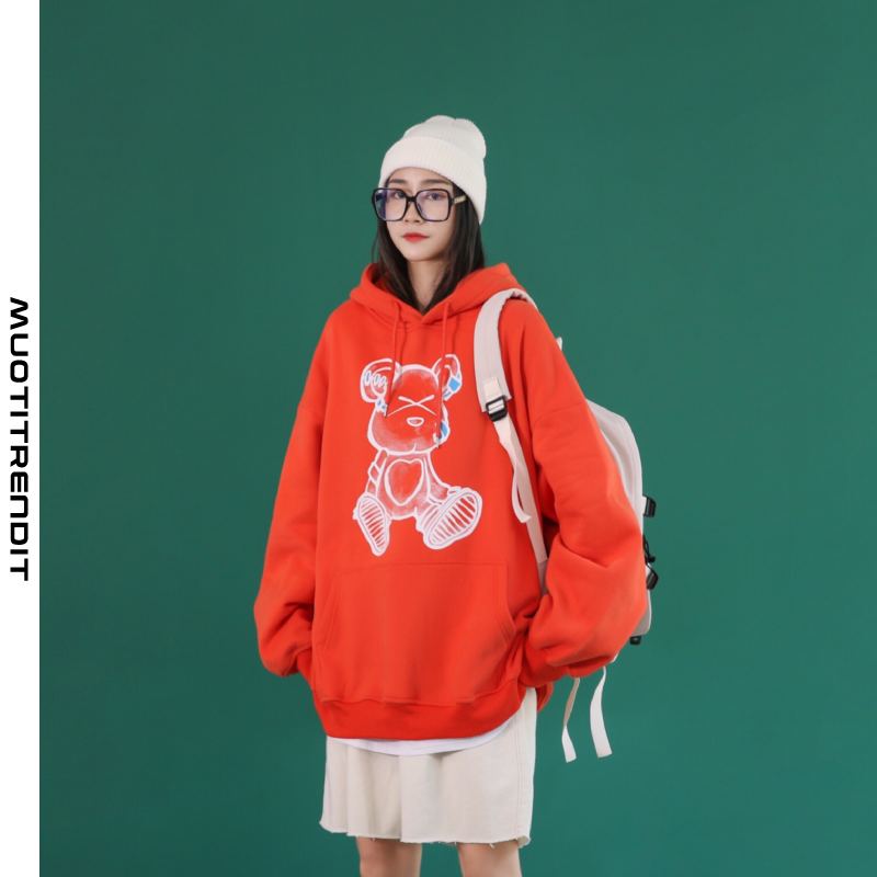 autumn unisex print hoodie loose hooded jacket women musta