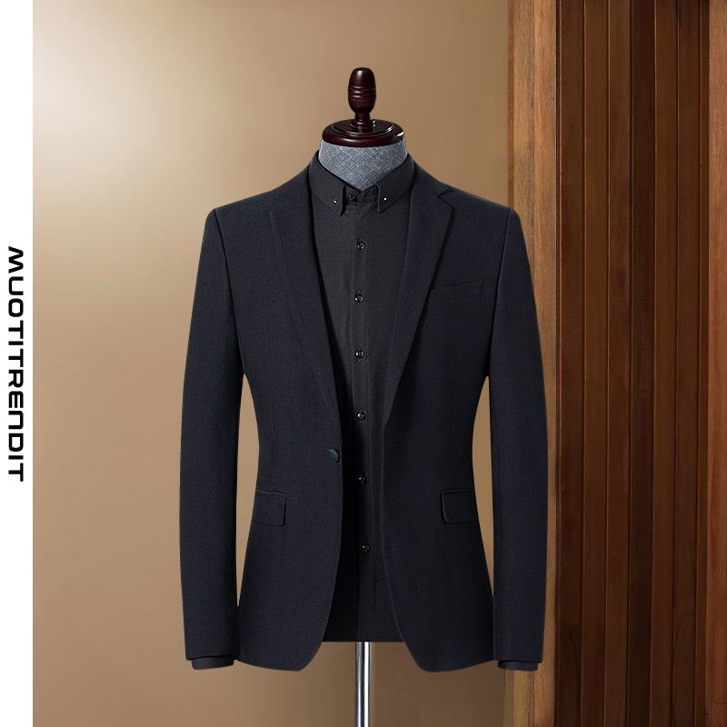 chic miesten puku takki syksy talvi ohut puhdas väri ylellinen muodollinen takki musta