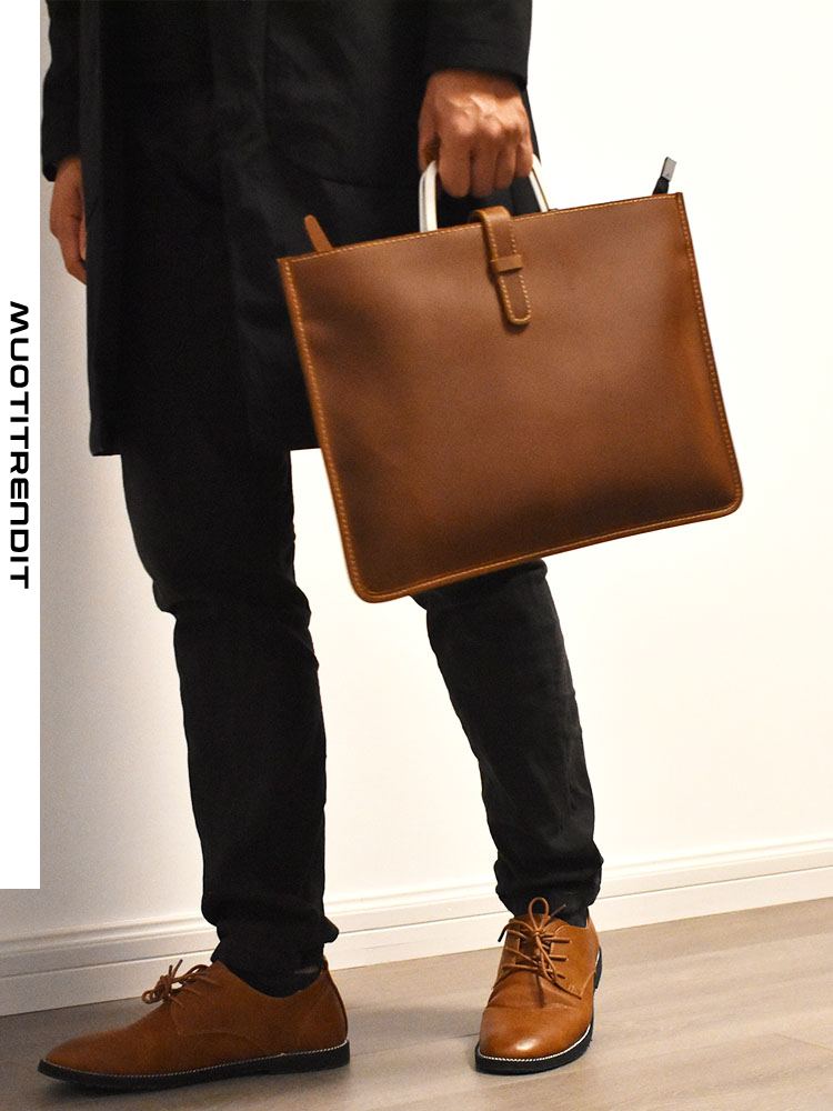 crazy horse leather miesten käsintehty vintage käsilaukun asiakirjalaukku ruskea