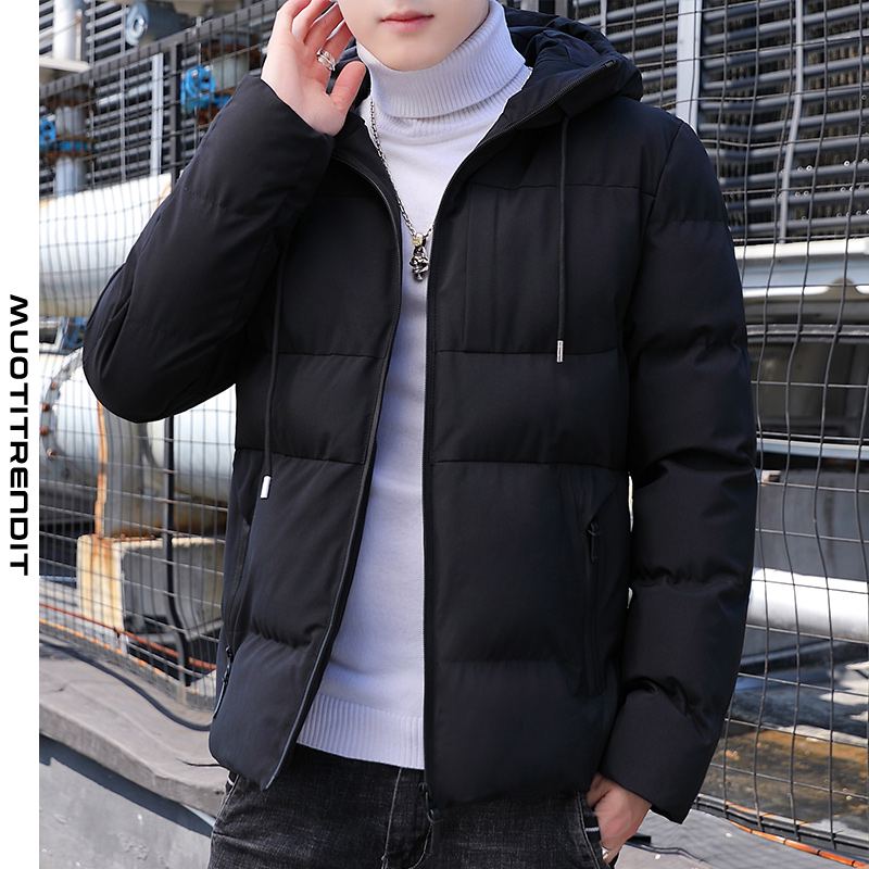 fashion youth personality -hupullinen paksu miesten pehmustettu takki ohut takki harmaa