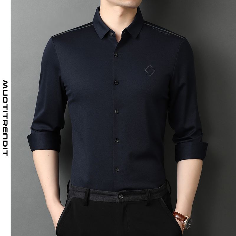 gentleman-tyylinen miesten paita yksivärinen kevät ja syksy keski-ikäinen yritysoranssi