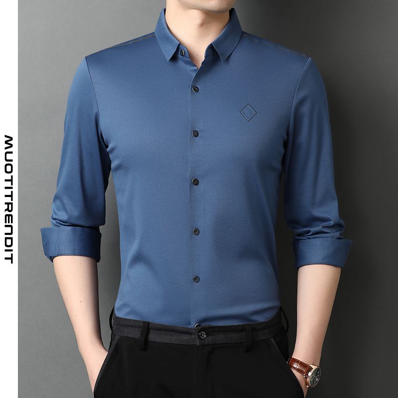 gentleman-tyylinen miesten paita yksivärinen kevät ja syksy keski-ikäinen yritysoranssi