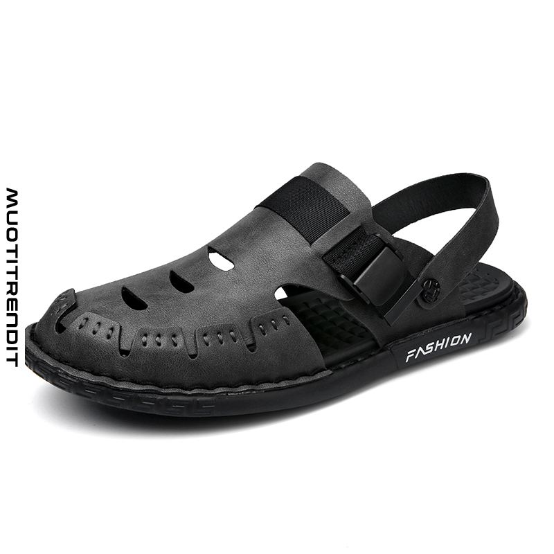 henkilökohtaiset miesten sandaalit ja tossut kaksikäyttöiset kaksi-yhdessä baotou-nahkaiset kengät mustat