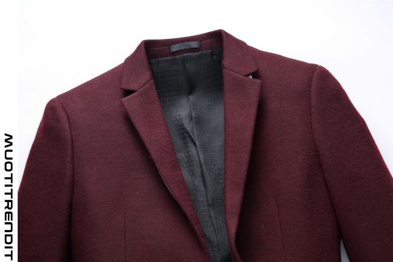 hieno miesten puku takki villa ohut talvitakki viininpunainen