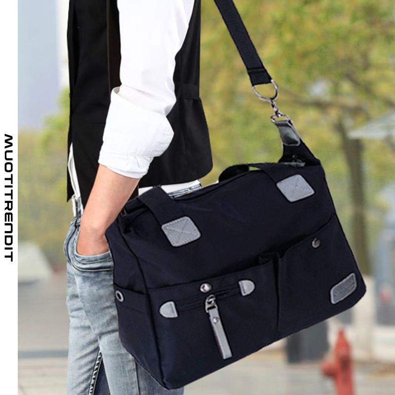 käsilaukku miesten kangas suuren kapasiteetin matkalaukku laukku musta