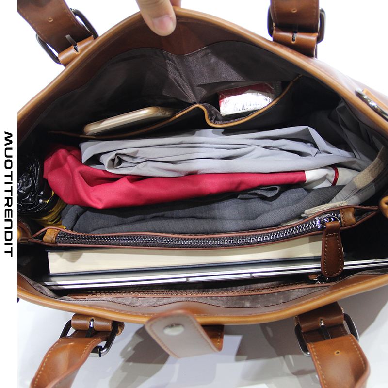 käsilaukku miesten rento suurikokoinen nahkainen klassinen tietokonelaukku ruskea