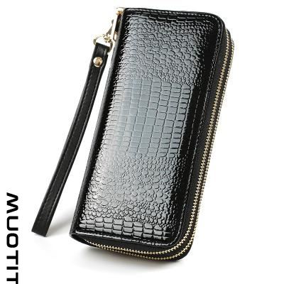 kaksinkertainen vetoketjullinen kytkin kukkaro naaras pitkä kaksikerroksinen lompakko yksinkertainen matkapuhelinlaukku trendikäs musta