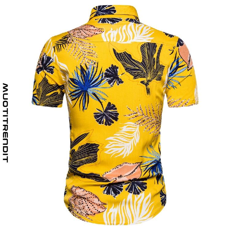 kesä miesten paita puuvillainen lyhythihainen ulkouima rantamatka keltainen