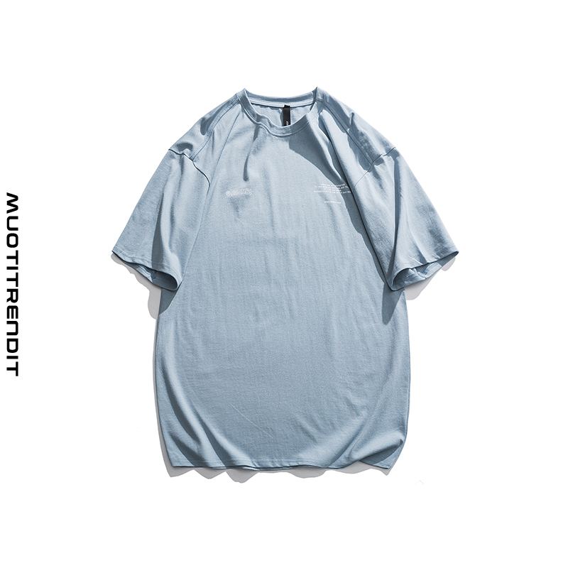 kesä yksivärinen pyöreäkaulainen t-paita miesten ohut sininen