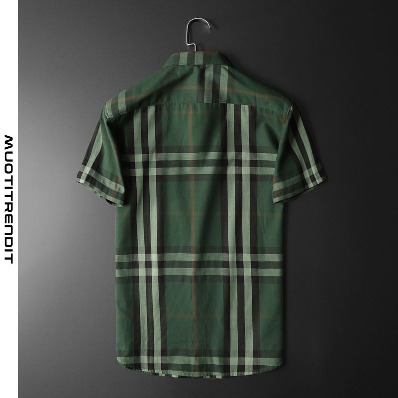 kesäraidallinen miesten paita lyhythihainen bisnespaita vihreä