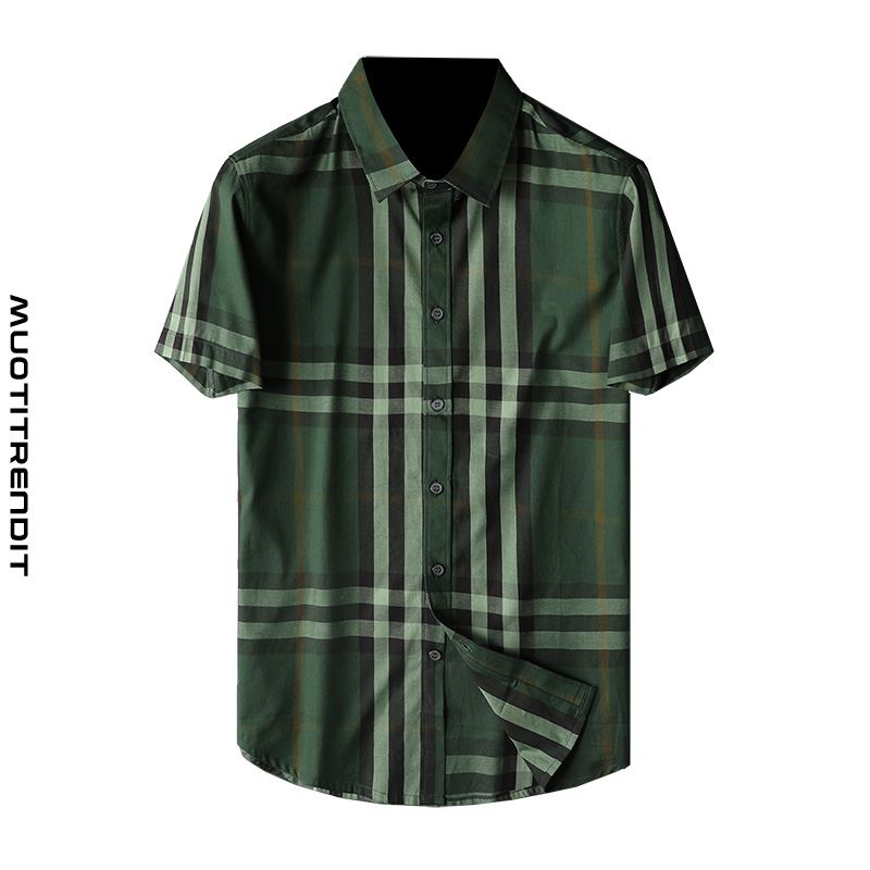 kesäraidallinen miesten paita lyhythihainen bisnespaita vihreä