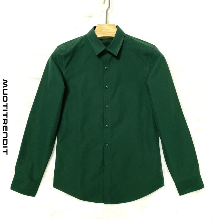 kevään miesten paita pure color youth business slim green