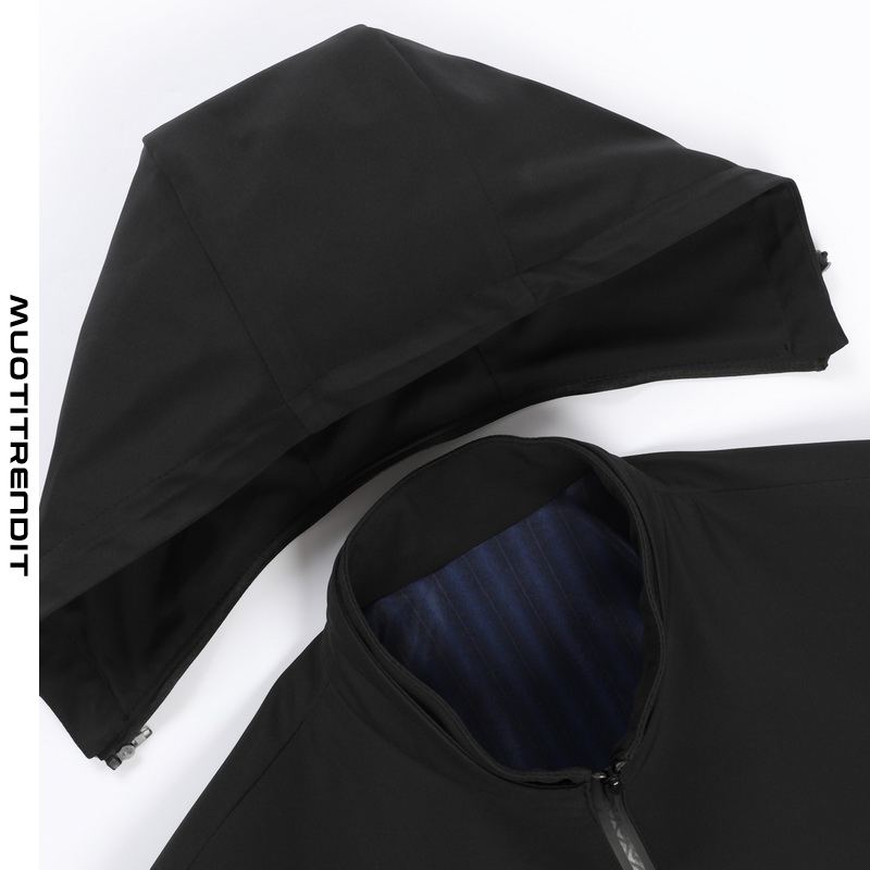 kevään miesten takki ohut hupullinen yksivärinen takki 2027-p120 tummansininen