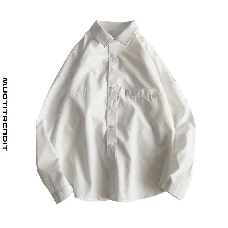 kevään naisten paita yksinkertainen käänne puhdas väri ohut puhdas valkoinen