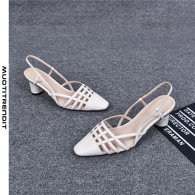 kevät / kesä hollow leather naisten sandaalit muoti baotou roman khaki