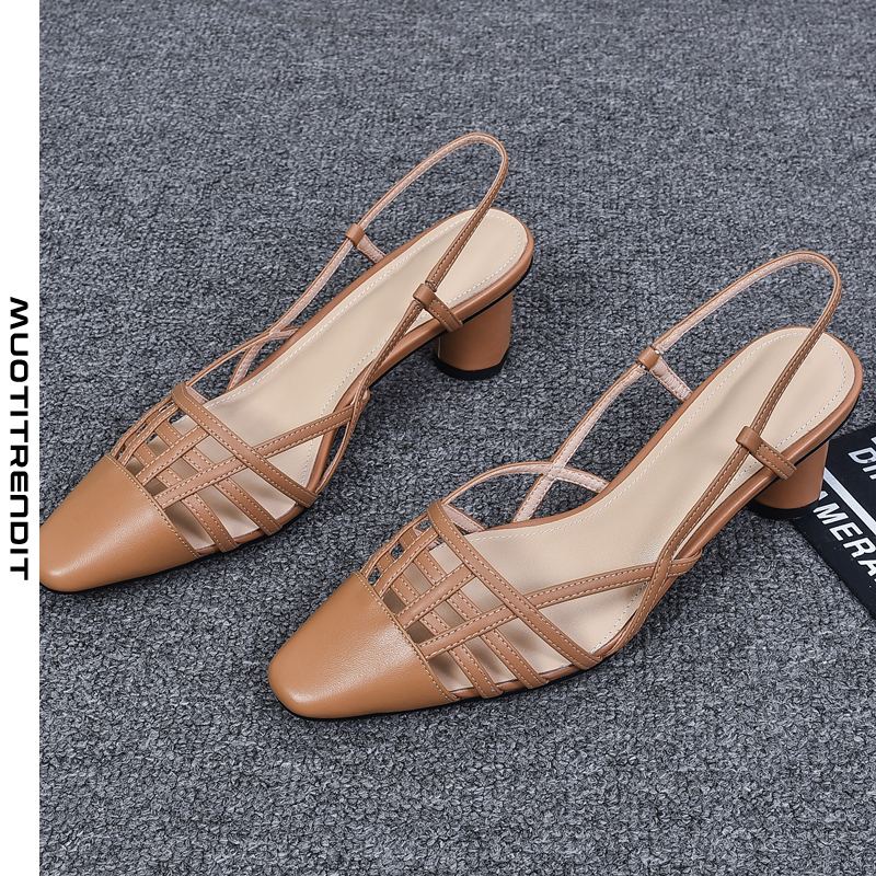 kevät / kesä hollow leather naisten sandaalit muoti baotou roman khaki