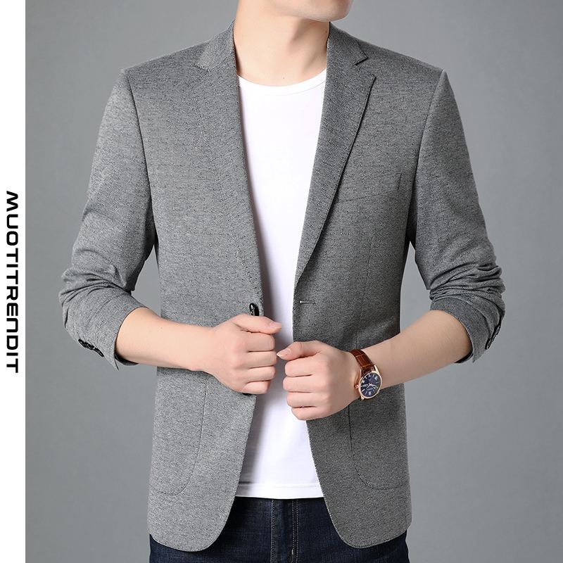 korkealaatuinen miesten puku takki business slim lyhyt mukava takki harmaa