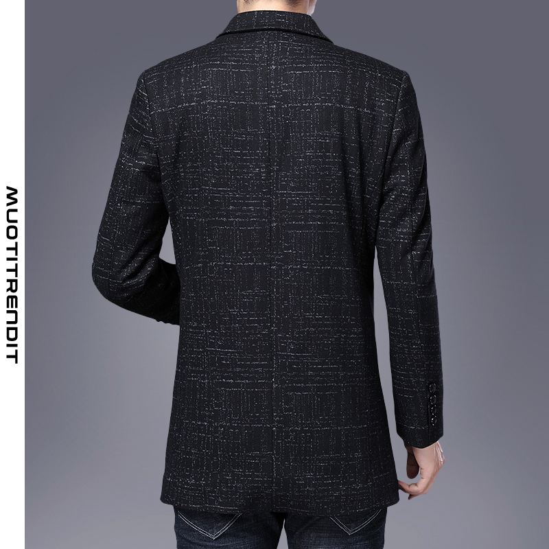korkealaatuinen pitkä villatakki lämmin takki talviputiikki musta