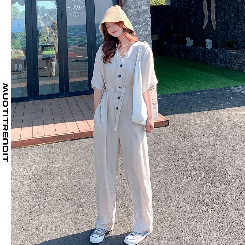 kotien naisten jumpsuit-kesän leveät jalat joissa on beige