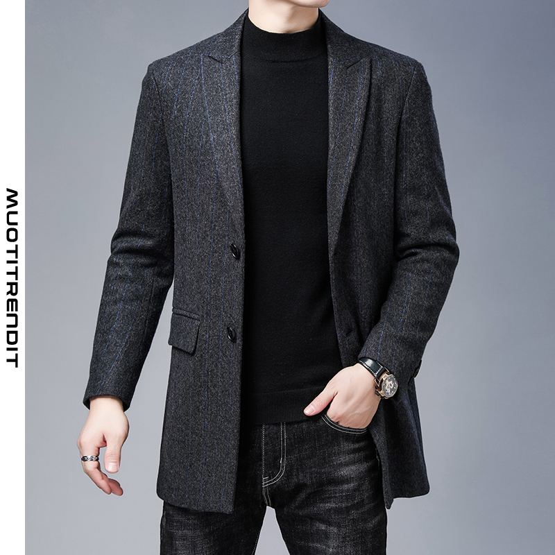 liiketoiminnan miesten villatakki ohut talvipuku takki huippuluokan musta