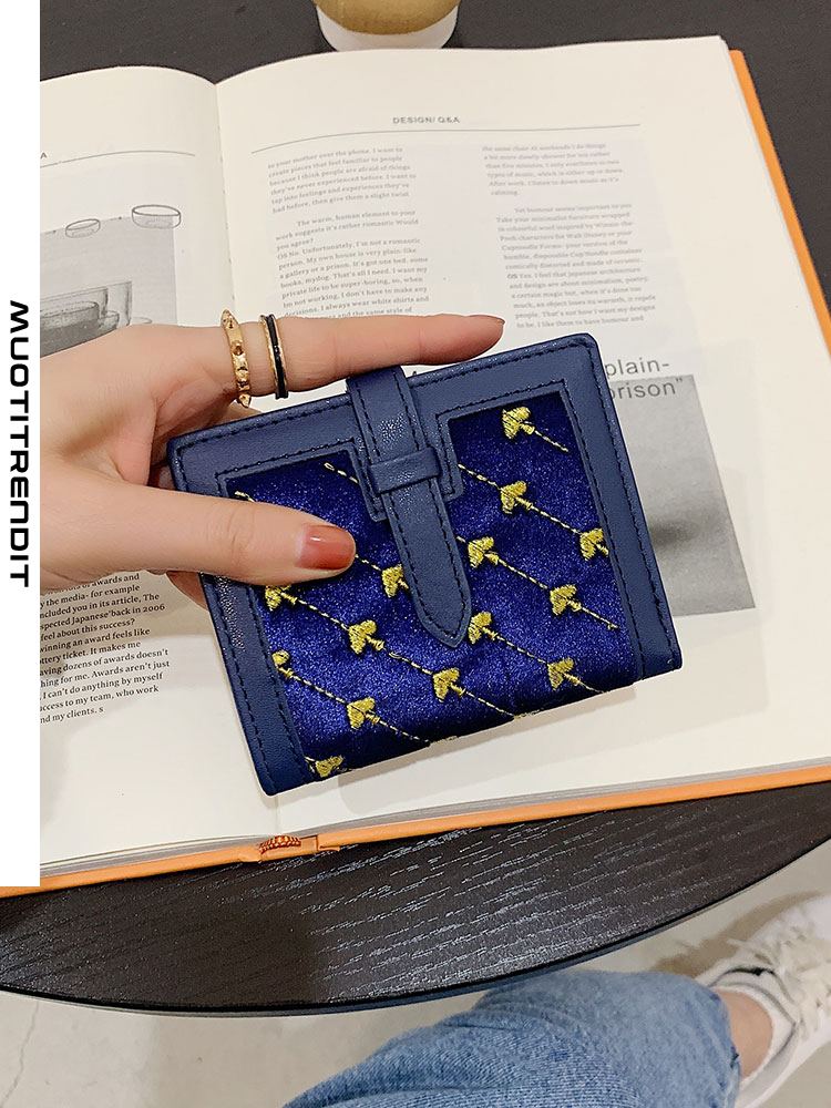 lompakko naisten lyhyt taitettava lompakko painettu kolikkokukkaro sininen