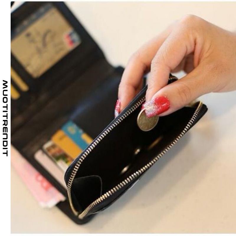 lompakko naisten lyhyt uuden tyylinen lompakko suuren kapasiteetin muoti taitettava lompakko punainen