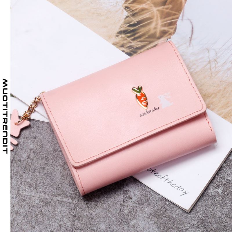 lyhyt lompakko naismuoti yksinkertainen puhdas väri kolminkertainen söpö vaaleanpunainen