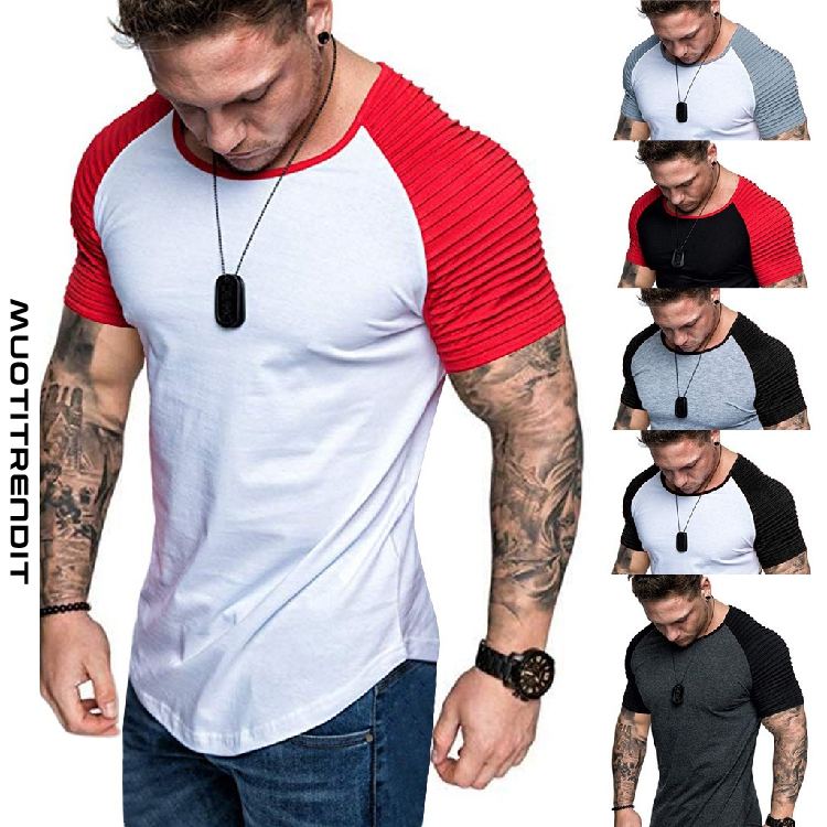 lyhythihainen pyöreä kaula-aukkoinen miesten t-paita valkoinen