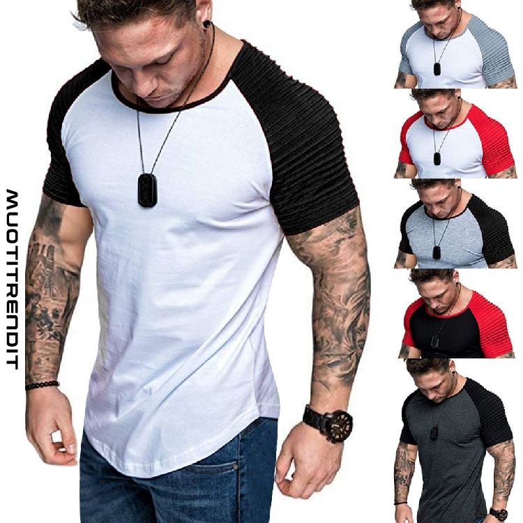 lyhythihainen pyöreä kaula-aukkoinen miesten t-paita valkoinen