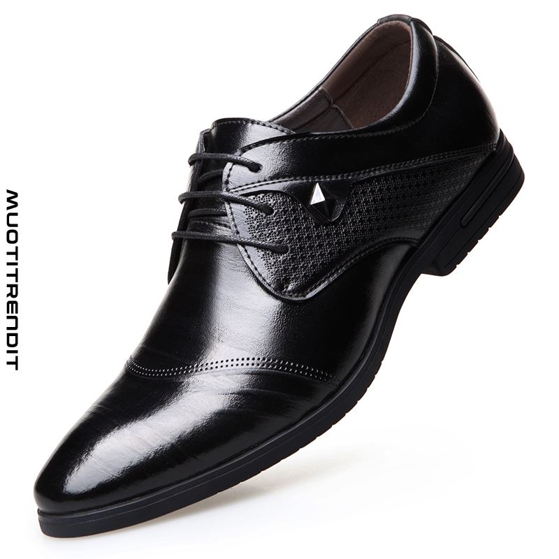 miesten derby-kengät nahkahengittävät trendikkäät vapaa-ajan kengät mustat