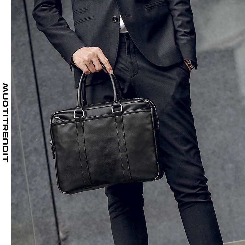 miesten käsilaukku olkalaukku liikesalkun matkalaukku yksivärinen klassinen musta