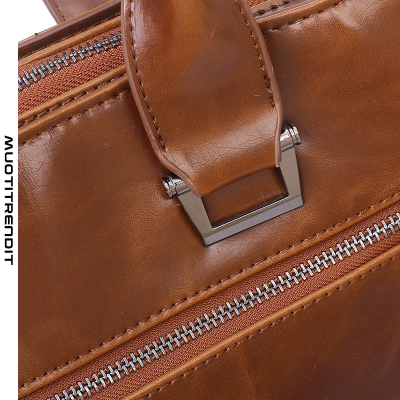 miesten käsilaukku vaakasuora tietokoneen salkku nahka yksinkertainen ruskea