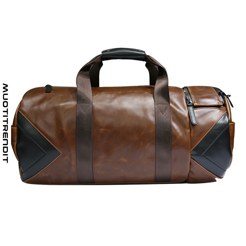 miesten kannettava matkalaukkusylinteri alkuperäinen nahkainen säilytyslaukku tyylikäs ruskea
