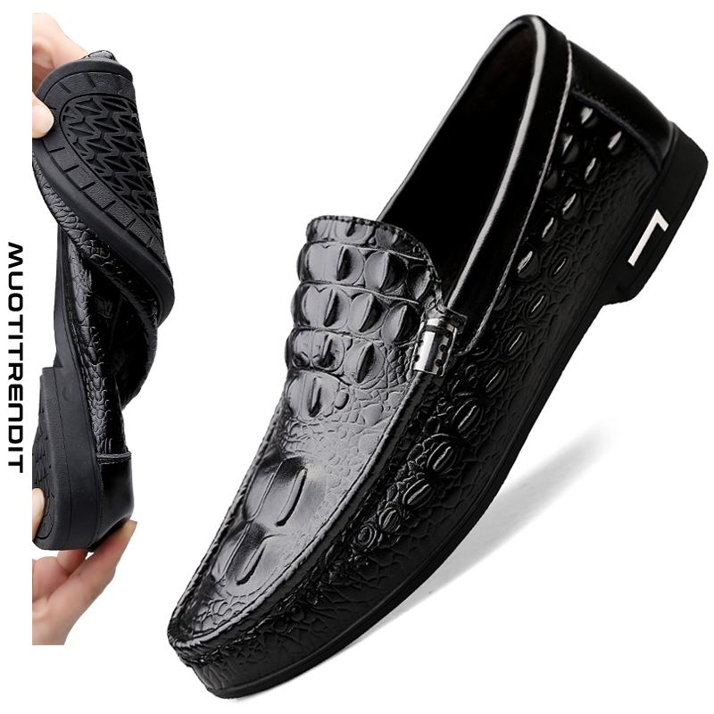 miesten kengännauhakrokotiilikuvioiset kengät aitoa nahkaa rento ja mukava musta
