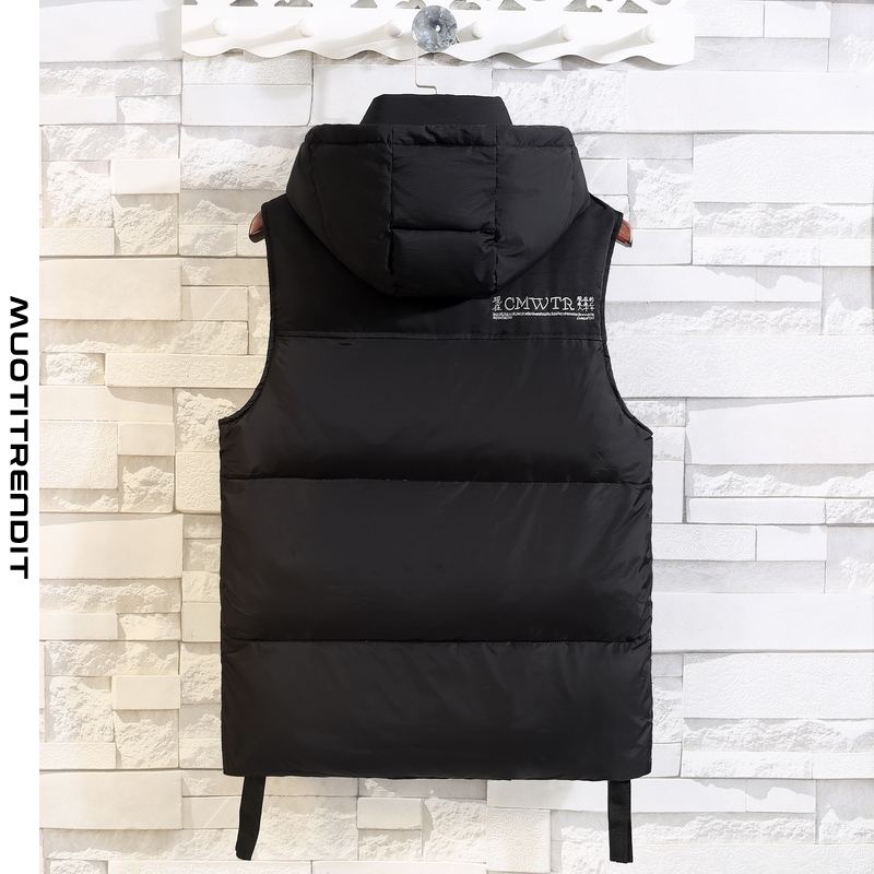 miesten liivit big pocket hooded thick vest hihaton takki harmaa