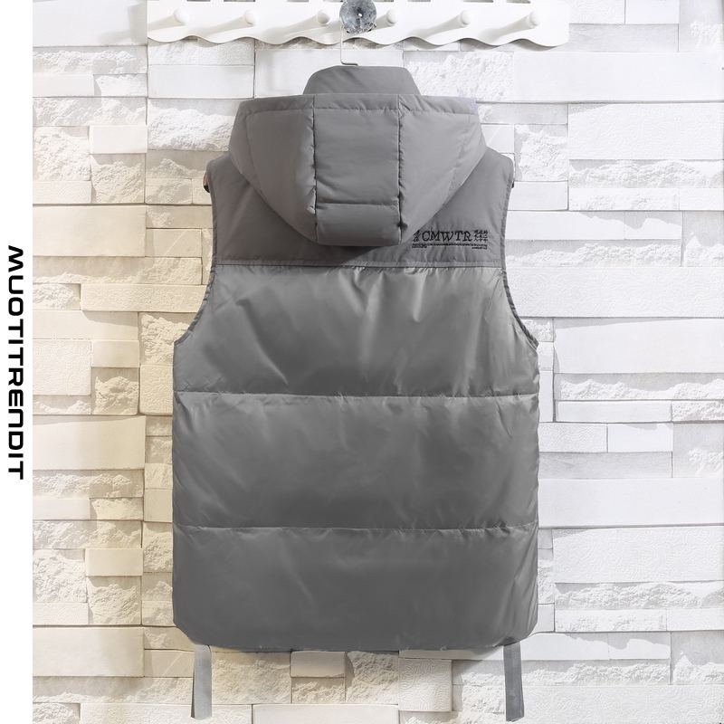 miesten liivit big pocket hooded thick vest hihaton takki harmaa