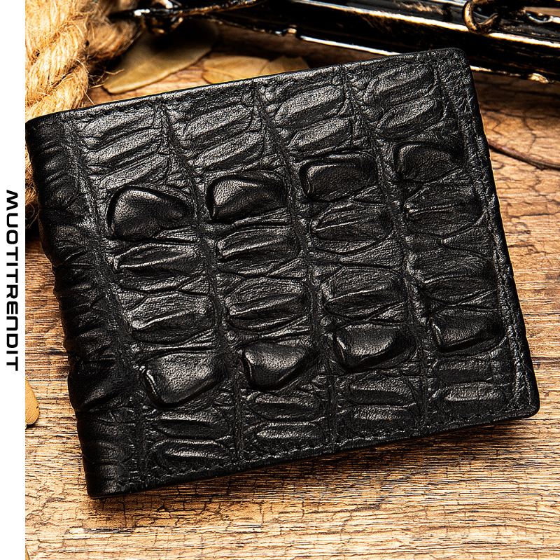 miesten lompakko kevyt ylellinen muoti rento krokotiilikuvioinen laukku musta