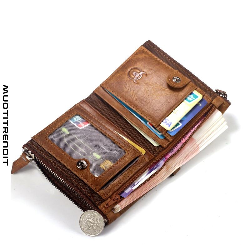 miesten monikäyttöinen monikorttinen lompakko kolme taitettavaa kaksinkertaista vetoketjua magneettinen solki pystysuora lompakko