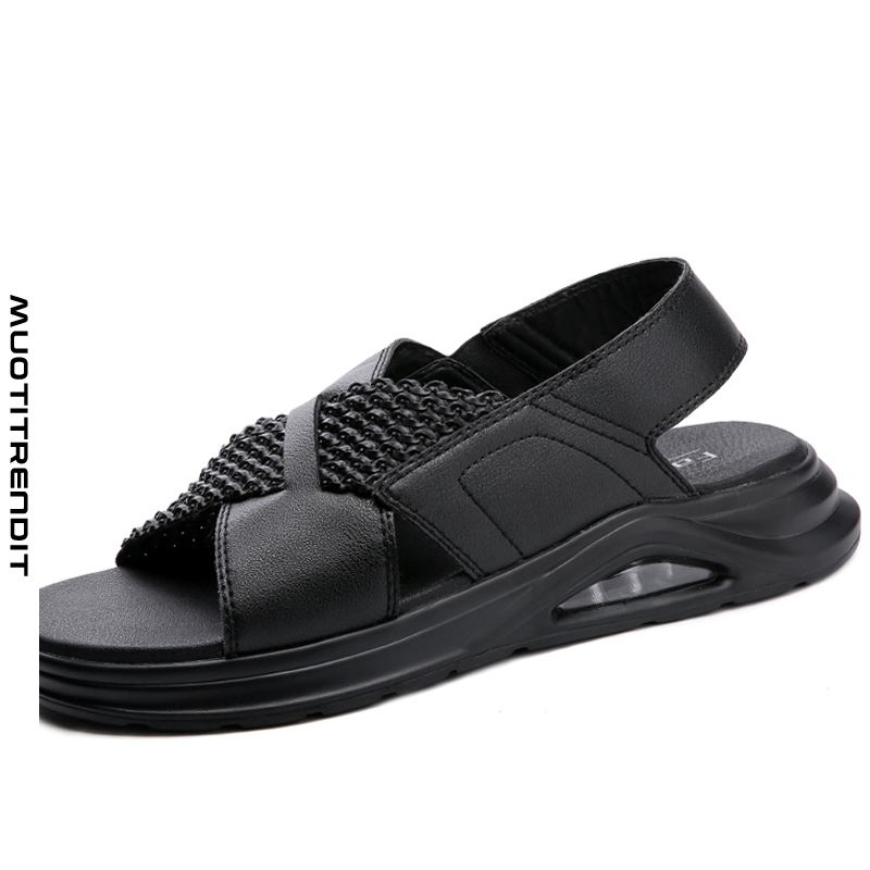 miesten nahkaiset sandaalit hengittävät persoonalliset vapaa-ajan kengät ilmatyyny musta