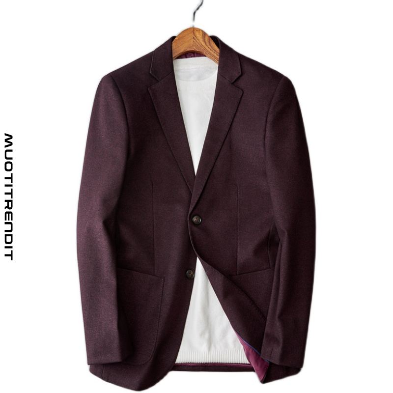 miesten puku takki villainen vapaa-ajan takki kiinteä viininpunainen