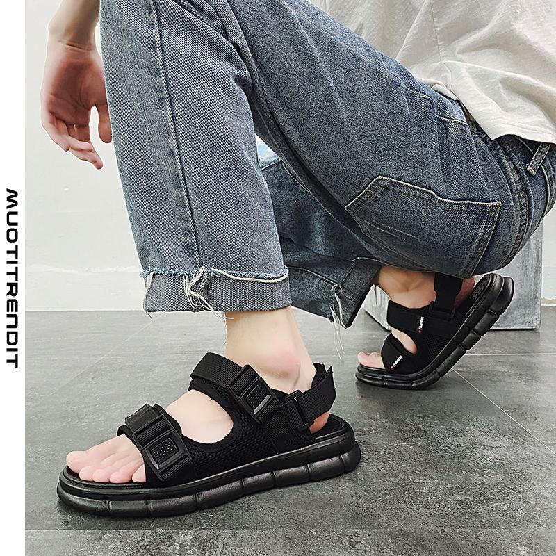 miesten sandaalit casual trend roman beach -kengät säädettävä joustava solki musta