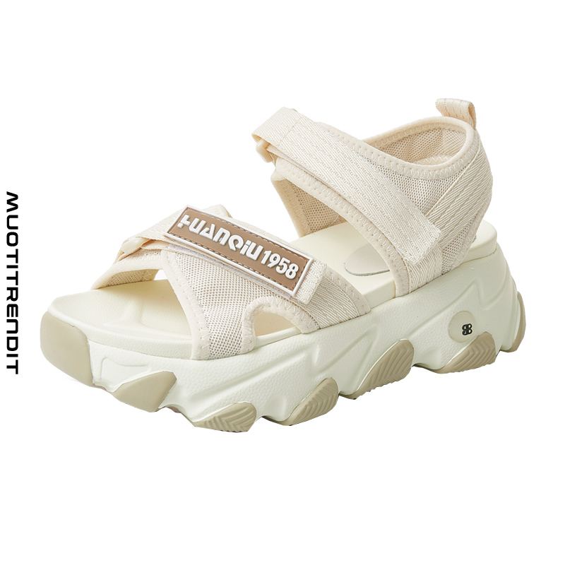 muffin platform-sandaalit - naisten kesäurheilutarrat - velcro beige