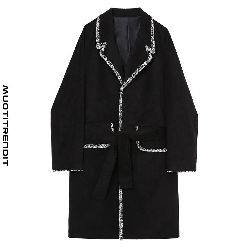 muodikas ja hieno kaksipuolinen villatakki miesten musta takki
