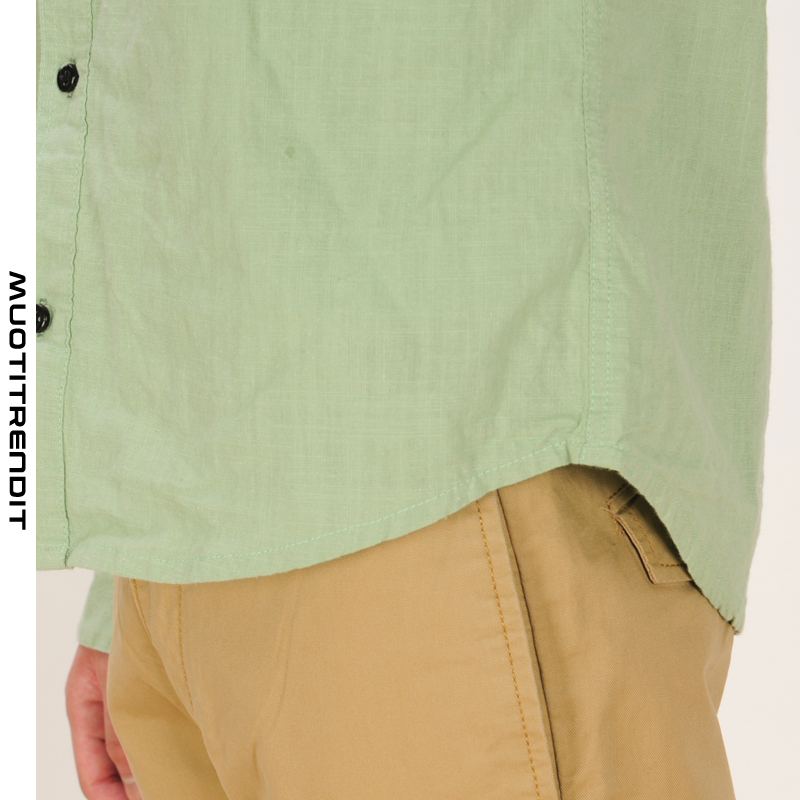 muodikas miesten paita qing uuden tyylinen neliön kaulus pitkähihainen vihreä