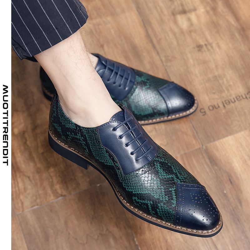 muodikkaat miesten brock oxford -jalkineet casual-kengät snake-malli tyylikäs vihreä