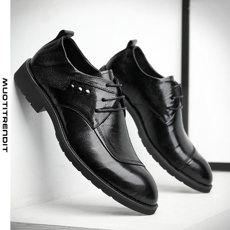 muodikkaat miesten derby-kengät aitoa nahkaa olevat työpukukengät all-match black