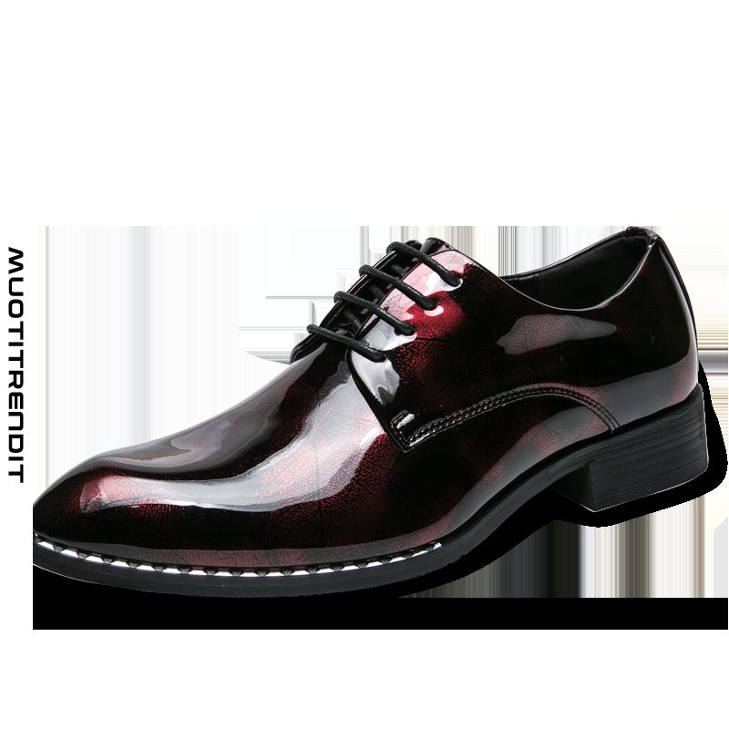 muodikkaat miesten derby-kengät business-kengät teräväkärkiset patenttipunainen