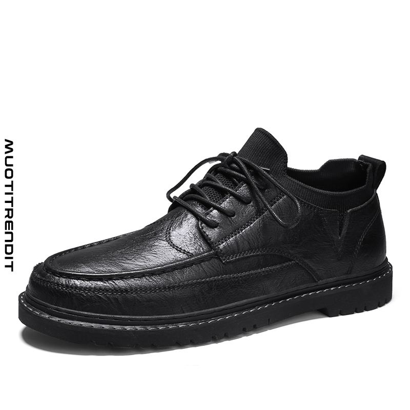 muodikkaat miesten derby-kengät casual business dress -kengät neulottu kaulus musta